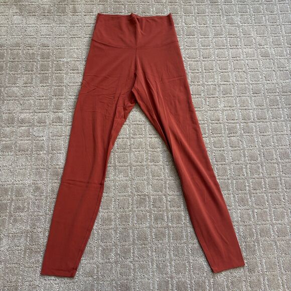 Nike Dri Fit High Rise Leggings Women's S Pumpkin Orange 7/8 Length Run Gym Walk - Picture 1 of 6